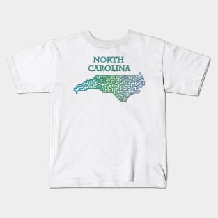 State of North Carolina Colorful Maze Kids T-Shirt